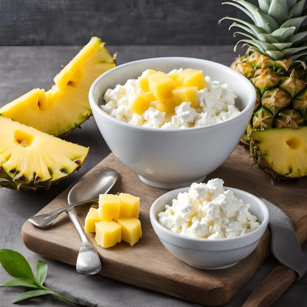 Cottage Cheese with Pineapple and Almonds